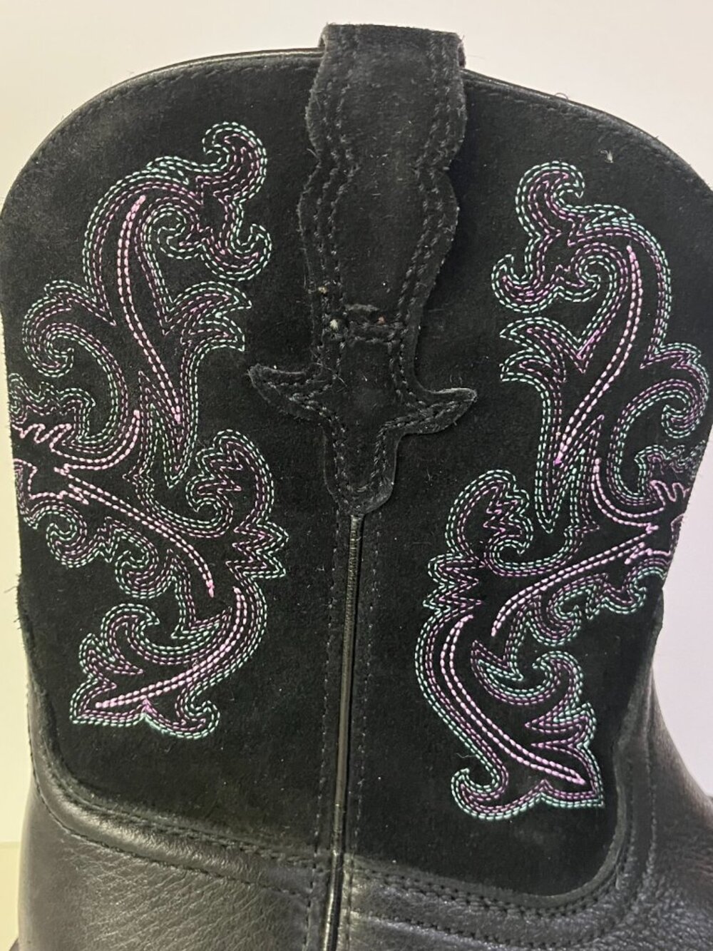 Ariat Women's Boot Fatbaby II Western Black Purple Teal Embroidery Leather W8.5B - Picture 11 of 11
